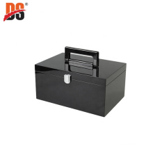 DS Customized Luxury wooden Jewellery Box Glossy Black Wooden Gift Boxes With Handle